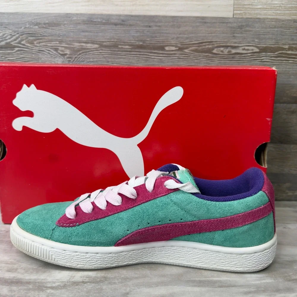 Puma Suede Womens Size 8 Sneakers Multi-Color Teal Pink Purple 355110 - Picture 4 of 9